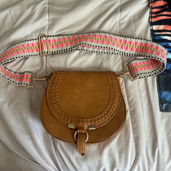 Handbags - Never used- Brown Crossbody Bag with Pink Accents